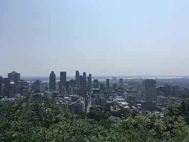 Ausblick vom Mont Royal auf die Skyline von Montreal